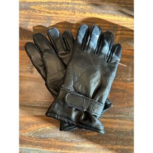 100% Leather Gloves Womens Black Winter Driving One Size